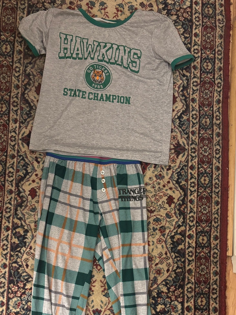 Ladies” stranger things-2 piece-Hawkins' Short Sleeve Pajama Set